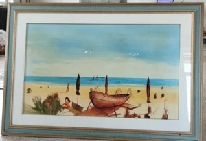 80's - CAMILLO CARMINUCCI - OLIO SU TELA 130X90CM - PAESAGGIO MARINO CON CORNICE - Picture 1 of 6