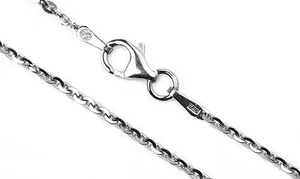 925 Sterling Silver RHODIUM Plated 1.8mm Rolo Edge Chain Necklace ITALY 16" - Picture 1 of 3