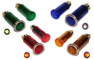 12V DASH WARNING CHROME INDICATOR LIGHT LAMP MOTORSPORT SPRINT TRACK RACE - Picture 1 of 3
