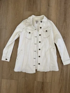 LOGO Lori Goldstein Jeansjacke Elfenbein Größe 4 Knöpfe - Bild 1 von 10