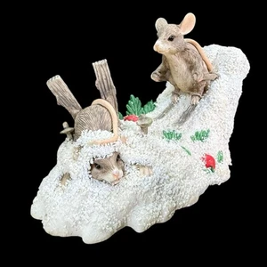 Charming Tails Hot Doggin Mice Figurine Skiing Dean Griff Fitz Floyd Silvestri - Picture 1 of 6