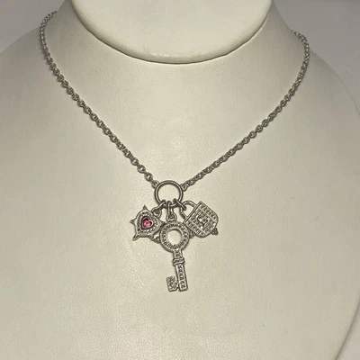 Judith Ripka Sterling Silver Necklace Key to My Heart, Pink Heart, 18"-20", 13G - Image 1 of 4