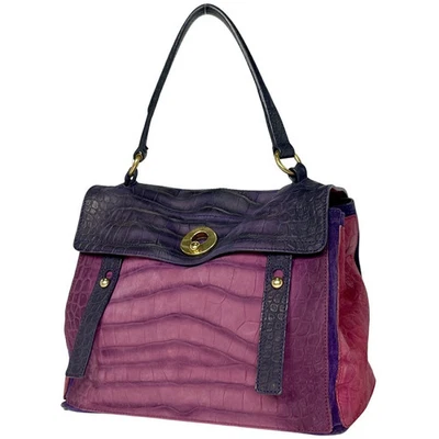 Saint Laurent Muse Toe 紫色皮革单肩包浮雕复古正品 — 第 1/4 张图片