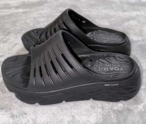 Skechers Max Cushioning Foamies Sandals Womens 9 Black Slip on Slides NWOB - Picture 1 of 14