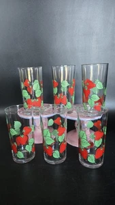 Vintage KSA Glasses (6) with Applied Strawberry Design Kitchen Ware Collectible - Bild 1 von 7