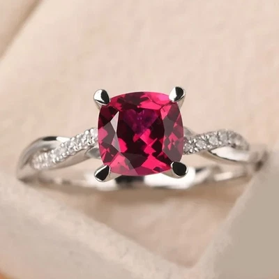 Кольцо с натуральным рубином и бриллиантом огранки валик 3,40 карата с платиновым покрытием 950 пт - Изображение 1 из 4