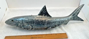Art Sculpture Silver Black FISH Bonefish Restaurant WALL Door Handle Decor 17"L - Picture 1 of 8