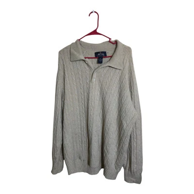 Allen Solly Sweater Men XL Beige Cashmere Career Preppy Cable Knit Grandpa Core  - Image 1 of 4