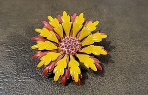 1960s Orange Enamel Flower Brooch Pin Vintage Statement - Bild 1 von 5