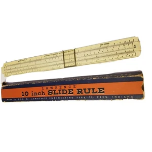 Vintage Lawrence Slide Rule With Cardboard Case -Wood - 10 Inch - Picture 1 of 6