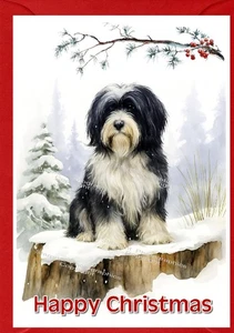Tibetan Terrier Dog Christmas Card A6 (4" x 6") - Blank inside - by Starprint - Picture 1 of 1