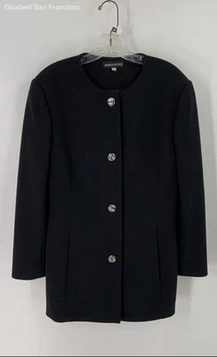 Женская куртка Jennifer George черная шерстяная с длинным рукавом с карманами на пуговицах спереди 10 - Изображение 1 из 4