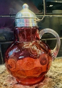 Fenton Cranberry Coin Dot Syrup Jug - Picture 1 of 2