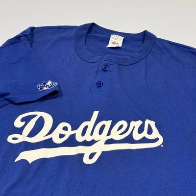 Majestic Vintage Años 90 Dodgers Manga Corta Henley Béisbol MLB Azul Para Hombre 2XL Foto 1 de 4