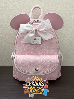 Mini mochila Loungefly Disney Minnie Mouse laços em relevo - Imagem 1 de 4