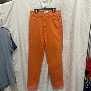 Vintage 80s Jeanjer Jeans Orange High Rise Tapered Size 11 - Picture 1 of 7