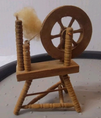 1/12 Scale Dollhouse Miniature Wooden Spinning Wheel And Rocking Horse  - Image 1 of 4