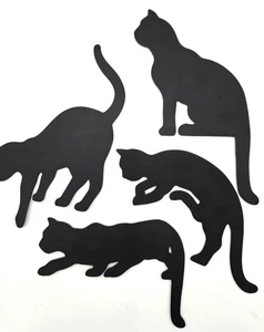 Black Cat Silhouette Wall Decor 4 Pieces Poses Great Kitten Kitty Decor READ - Picture 1 of 7