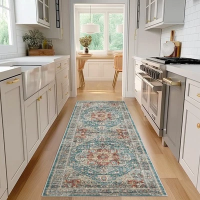 Alfombra de área Jinchan alfombra floral lavable acento cubierta de piso antideslizante sala de estar Foto 1 de 4