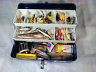 Vintage Union Tacklebox full of over 50 items 48 Lures Rebel Rapalala Mepps  TB1