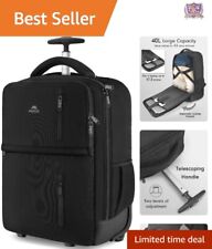 Spacious Rolling Backpack: Large 17" Laptop, Water Resistant, Wheeled, Black
