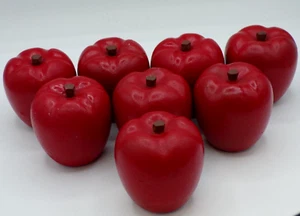 Lot of 8-Solid Wooden Red Apples Farm County Rustic Home Decor - Picture 1 of 4