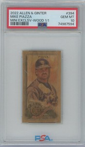 2022 Allen and Ginter MIKE PIAZZA Mini Wood 1/1 PSA 10 BP