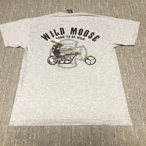 Vintage Y2K Wild Moose Born To Be Wild Biker T-Shirt Men’s M Grey Motorcycle - Picture 1 of 8