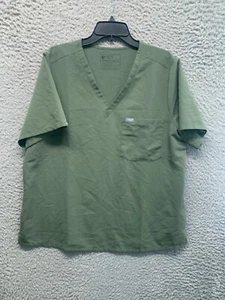 FIGS Scrub Top Damen XXL einfarbig grün Tasche Logo Medical Kurzarm V-Ausschnitt 68 - Bild 1 von 10