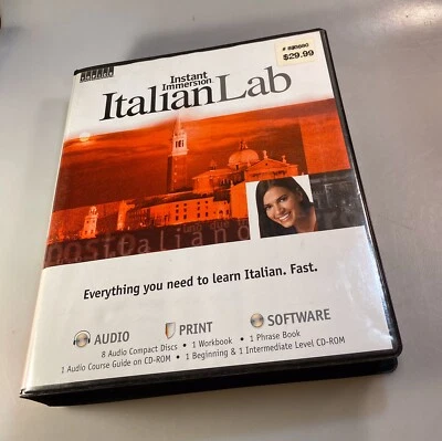 INSTANT IMMERSION ITALIAN LAB Complete W/ Workbook, Dictionary & CDs, New ! - Image 1 of 4