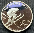 1994 San Marino 1000 Lire Coin PROOF Lillehammer .835 Silver Mint35K #N48