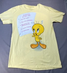 VINTAGE LOONEY TUNES SHIRT COVER UP BEACH TWEETY BIRD LOOSE ONE SIZE Yellow 2000 - Picture 1 of 14