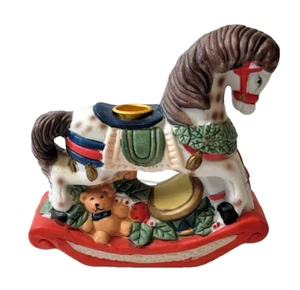 Vintage Gift Co Porcelain Christmas Rocking Horse Candle Holder with Box - Picture 1 of 7