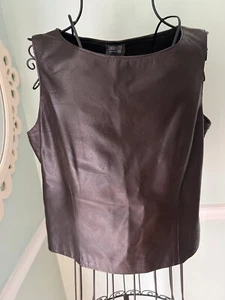 Lafayette 148 Women’s Size 6 Brown Genuine Leather Sleeveless Top - Bild 1 von 7
