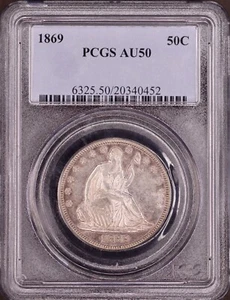 1869 Seated Liberty Half Dollar PCGS AU50 - Original Nice Luster - Picture 1 of 5