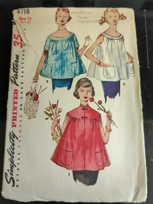 Vintage 1950s Simplicity Maternity Top Printed Pattern #4718. Size 13. #6086 - Image 1 of 2