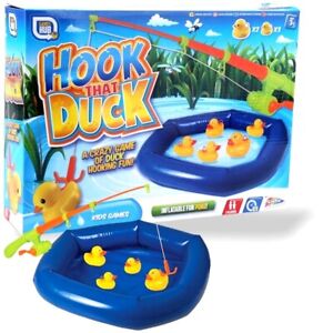Hook A Duck Kids Bathtime Fishing Game Summer Garden INFLATABLE POOL Toy Rod Set