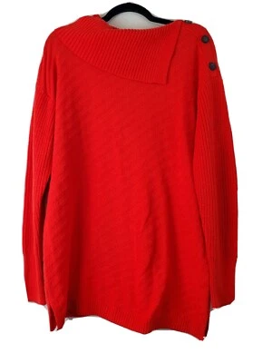 NWT Style & Co. Large Womens Cowl Neck Pullover Sweater Fiery Red Tunic Cotton - Image 1 of 4