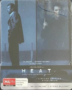 HEAT 4K ULTRA HD + 2 DISC BLU RAY STEELBOOK - NEW & SEALED AL PACINO VAL KILMER - Picture 1 of 2