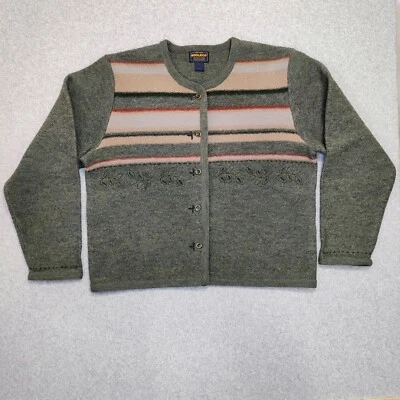 Cárdigan de Colección Años 90 Woolrich Mujeres XL 100 % Lana Color Bloque Tejido Suéter Salvia Óxido Foto 1 de 4