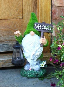 Santa Garden Ornament Gonk Solar Flocked Grass Gnome Welcome Home Decor 35cm - Picture 1 of 8