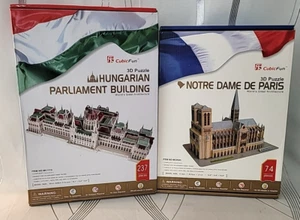 2 Cubic Fun 3D Design Puzzle Hungarian Parliament & Notre Dame de Paris Nice! - Picture 1 of 9