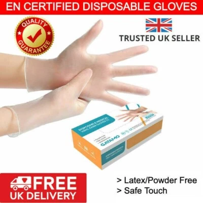 Vinyl Disposable Gloves Powder Free Latex Free Food Safe Antibacterial Box 100