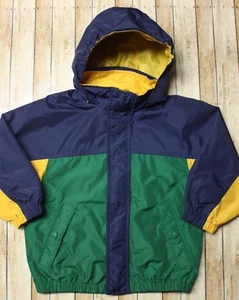 Lands' End Direct Merch Hooded Windbreaker Rain Jacket Kids Medium Color Block - Picture 1 of 12