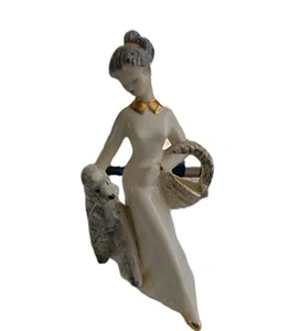 vintage Hedi Schoop figurine girl walking dog California pottery 1950s ceramic - Picture 1 of 8