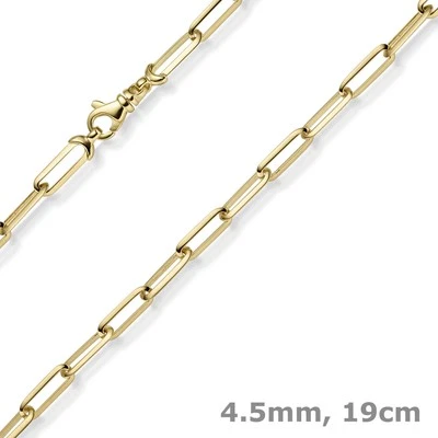 4,5mm Armband Paper-Clip Kette Armkette aus 585 Gold Gelbgold massiv 19cm - Bild 1 von 2