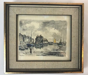 Joseph-Marie Le Tournier /La Brige Französischer Hafen Aquarell Miniatur Hand Litho - Bild 1 von 13