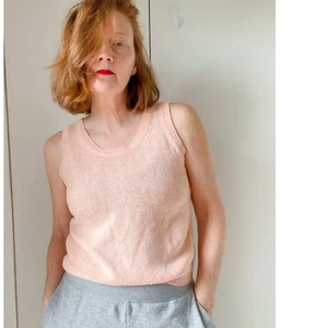 Vintage 90er Strick Tank Top Pfirsich Gr. Small Sommer Softgirl Pastell Pullover - Bild 1 von 6