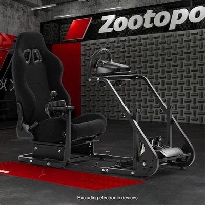 Zootopo Racing Simulator Cockpit Frame With Real Black Seat Fits Logitech G923 - image 1 of 4