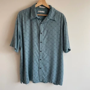 Geoffrey Beene Mens Silk Rayon Button Down Shirt Patterned Short Sleeve L - Picture 1 of 7